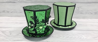 Papercraft 3D green top hat cut on Brother ScanNCut