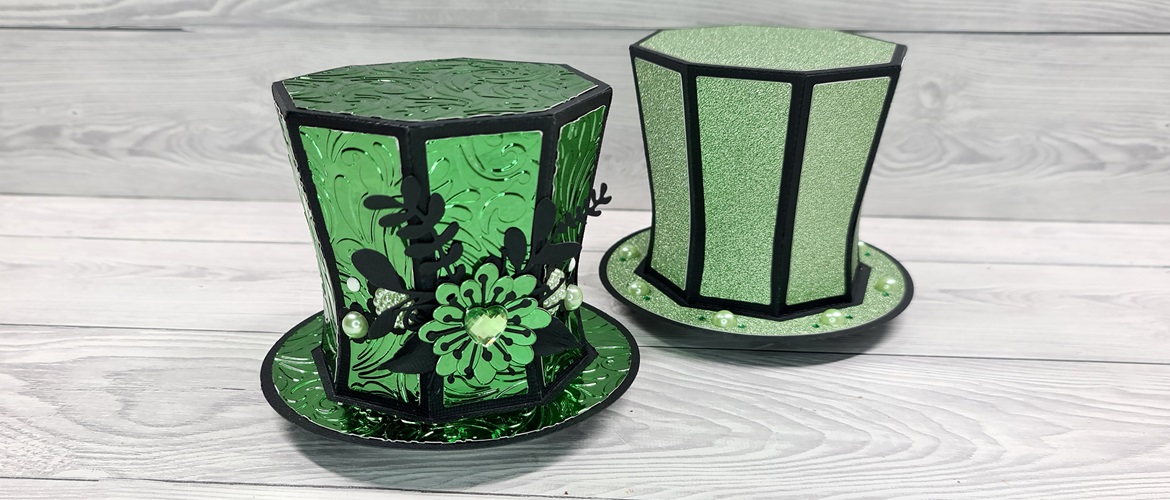 Papercraft 3D green top hat cut on Brother ScanNCut