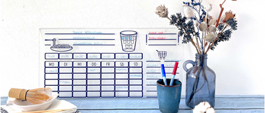 ScanNCut acrylic weekly wipe clean planner on table