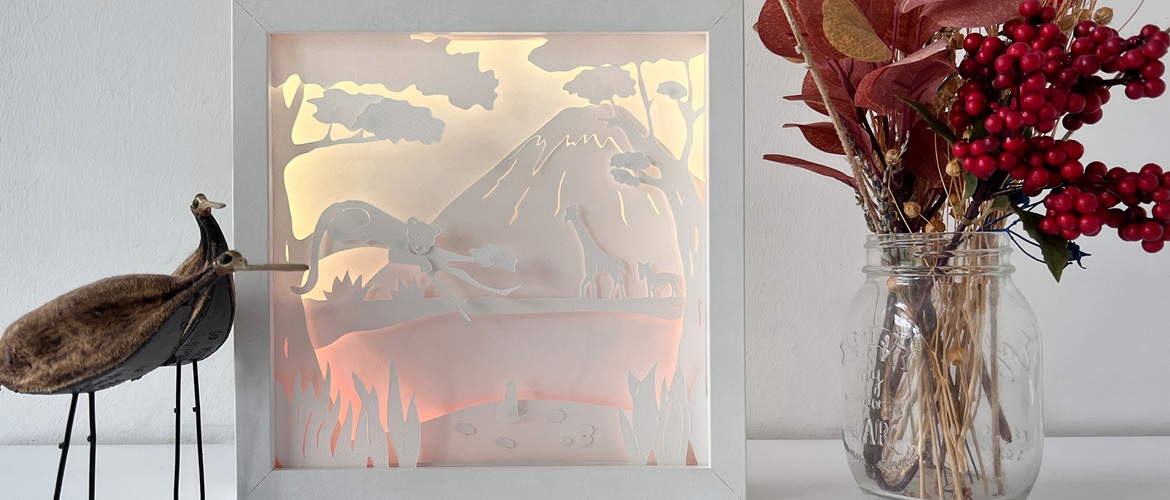 African landscape themed lightbox made on Brother ScanNCut