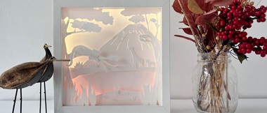 African landscape themed lightbox made on Brother ScanNCut