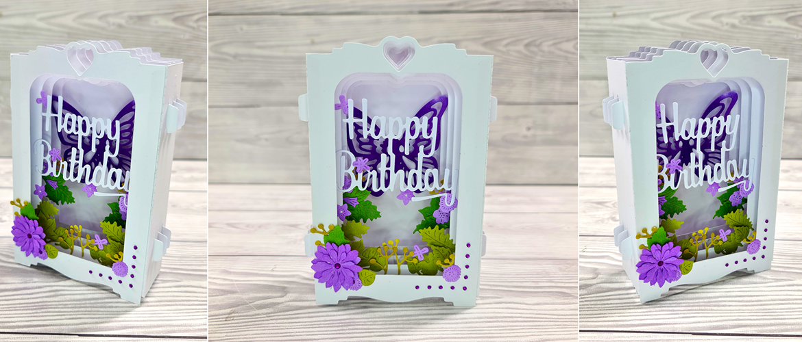 Floral diorama ScanNCut papercraft layered diorama card