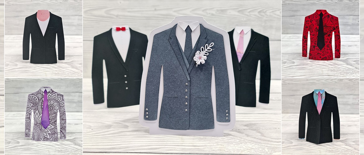 papercraft suit cards in various colours