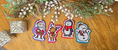  Cartoon Santa reindeer penguin snowman Xmas ornaments  