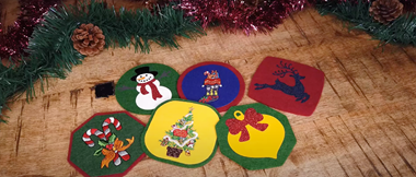 Christmas embroidered and ScanNCut felt coasters