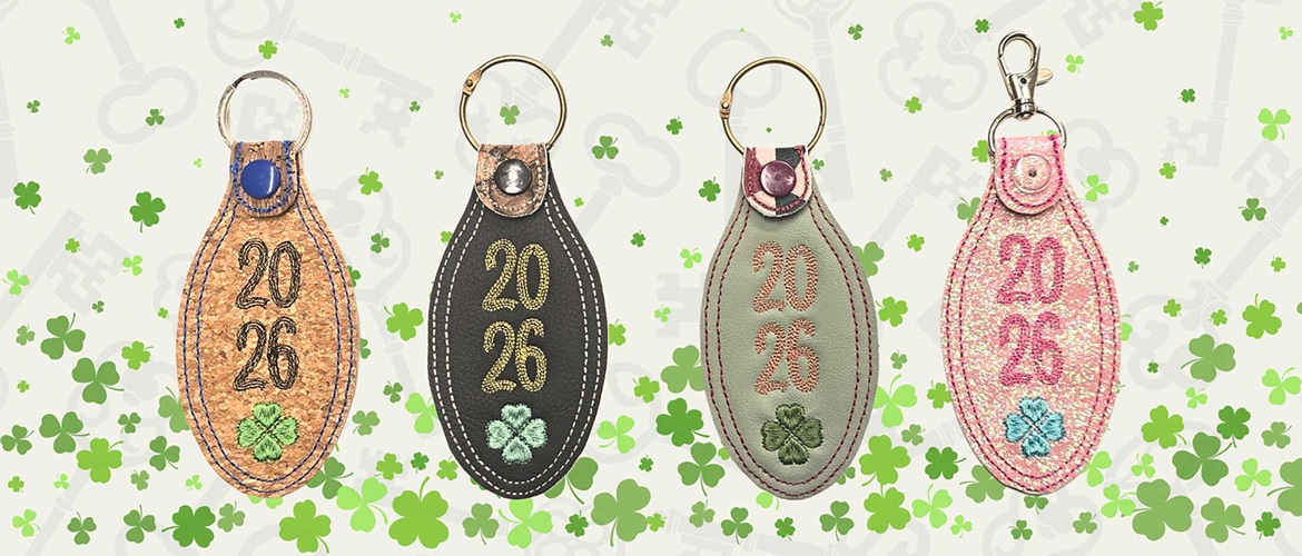 2026 embroidered leather and cork key fobs