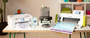 Brother sublimation printer and ScanNCut on table