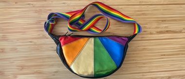 Metallic pleather rainbow shoulder bag