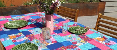 Patchwork tablecloth made from The Crafty Lass Wild Dreams fabric