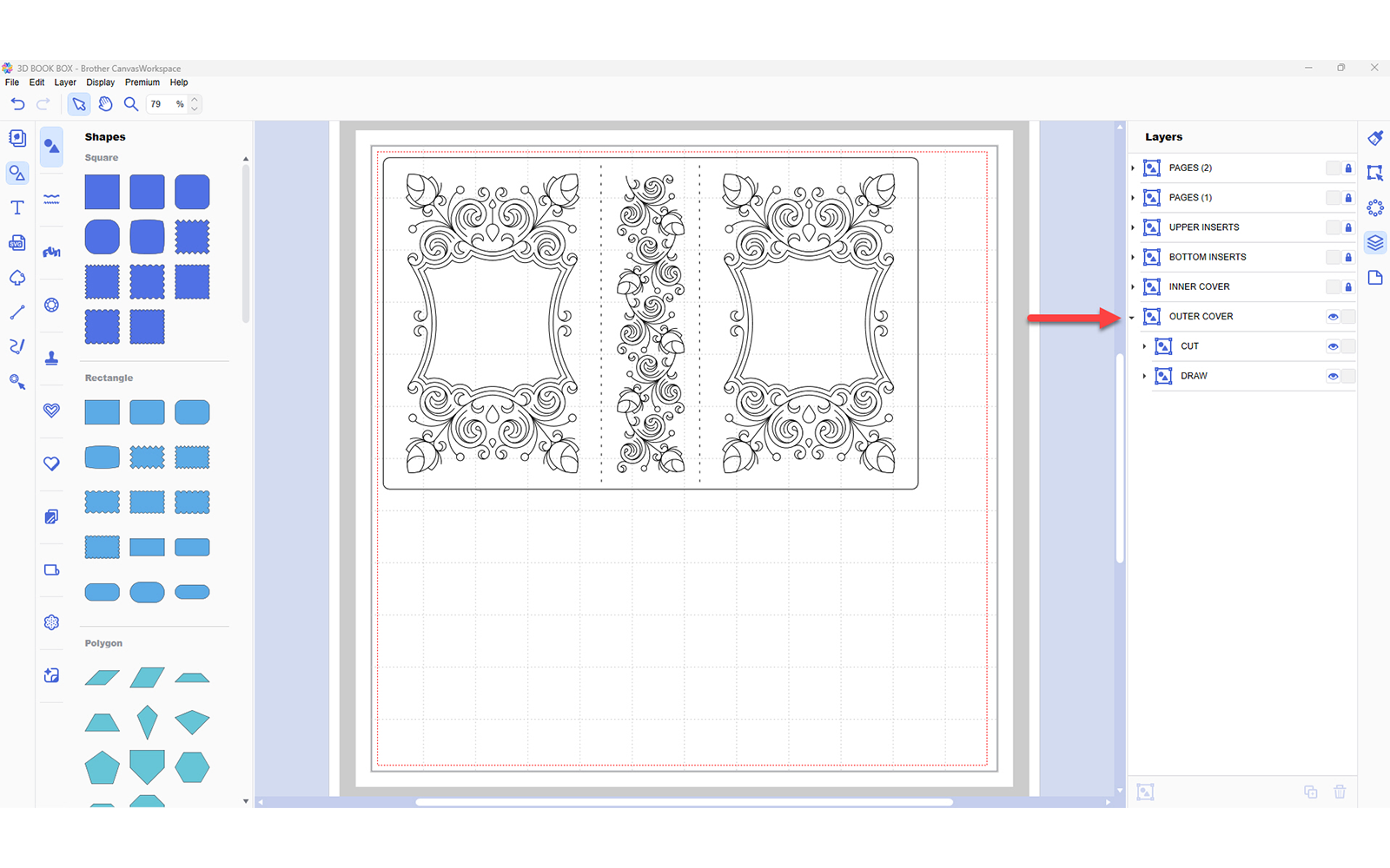 ScanNCut filigree cutting and drawing lines for 3D book gift box