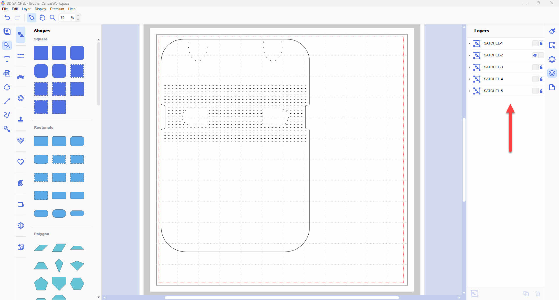 3D card satchel top designed on CanvasWorkspace