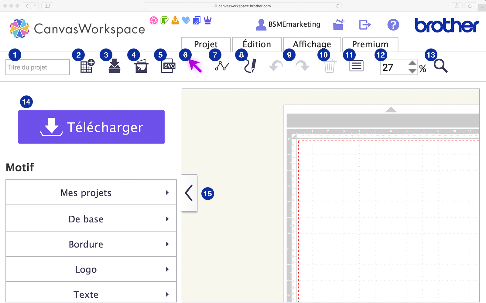 Page du projet CanvasWorkspace