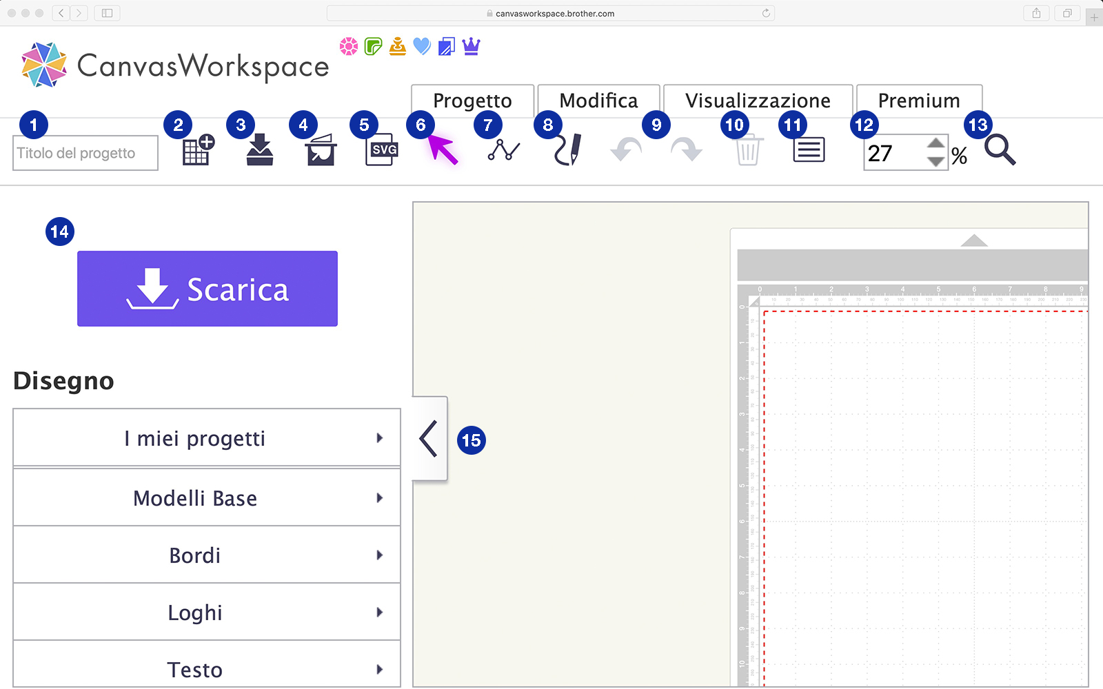 Pagina del progetto CanvasWorkspace