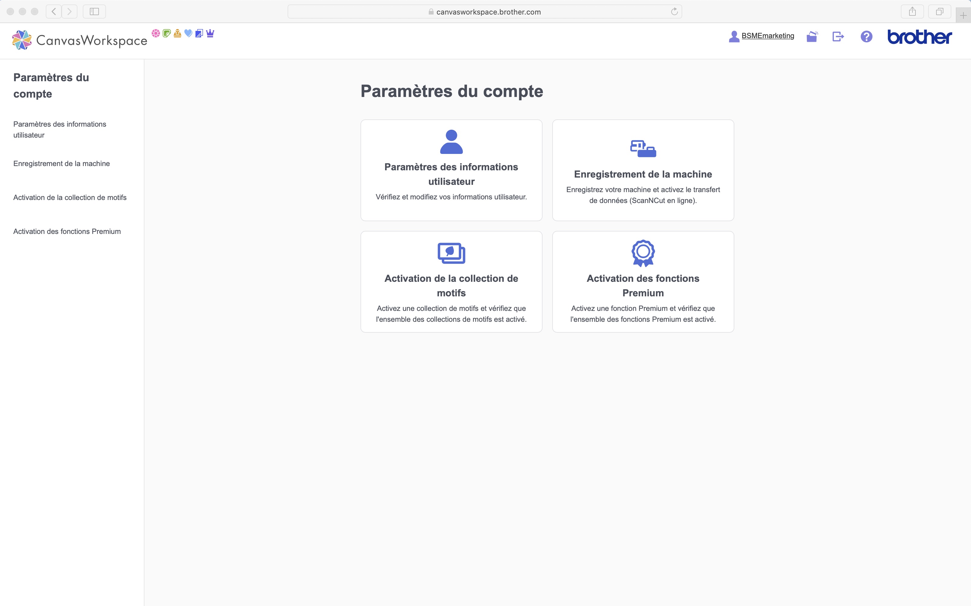 Page du compte Canvasworkspace