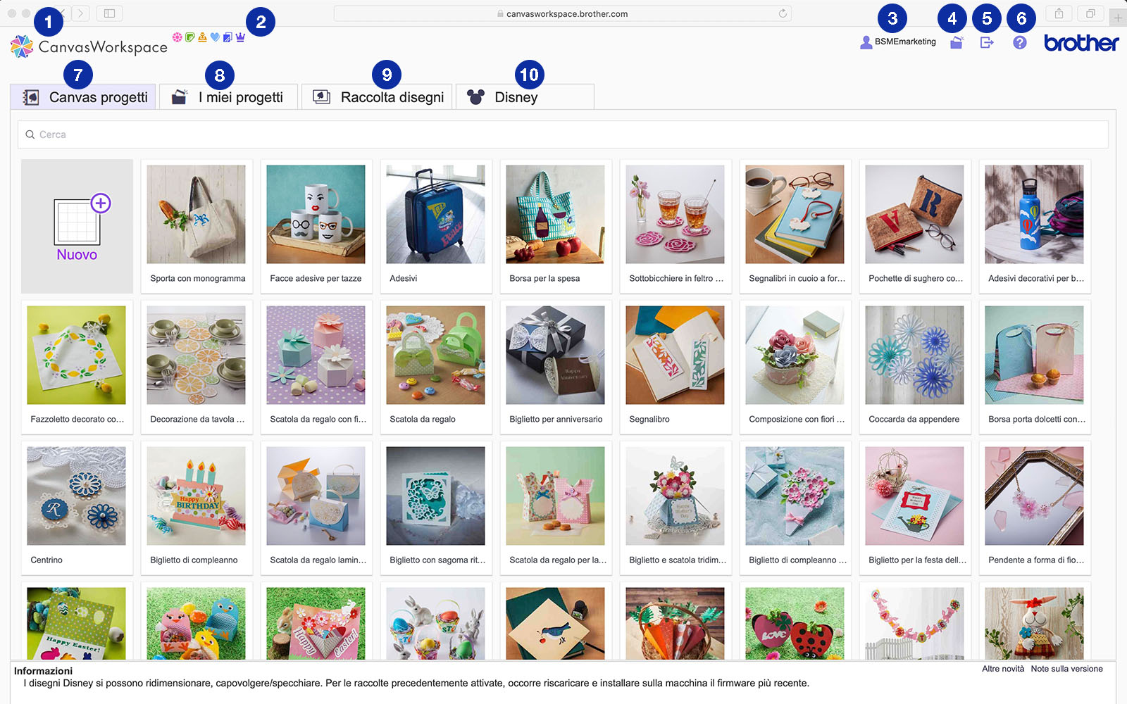 Schermata di apertura di CanvasWorkspace