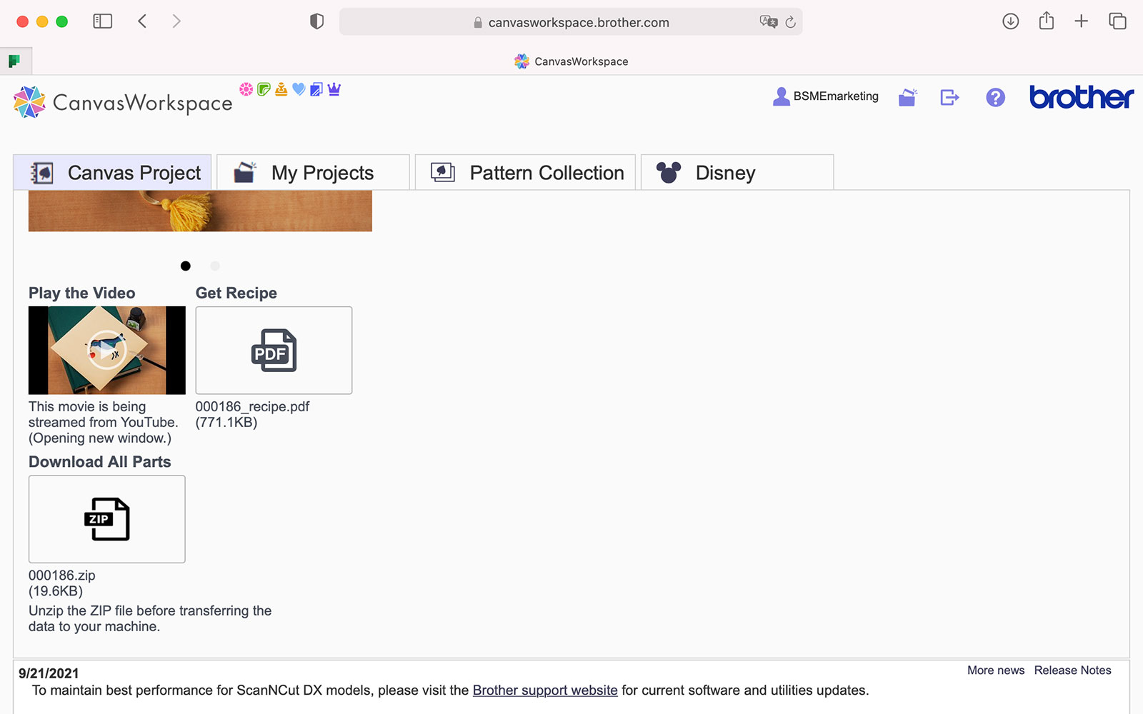 CanvasWorkspace project page showing a bird card