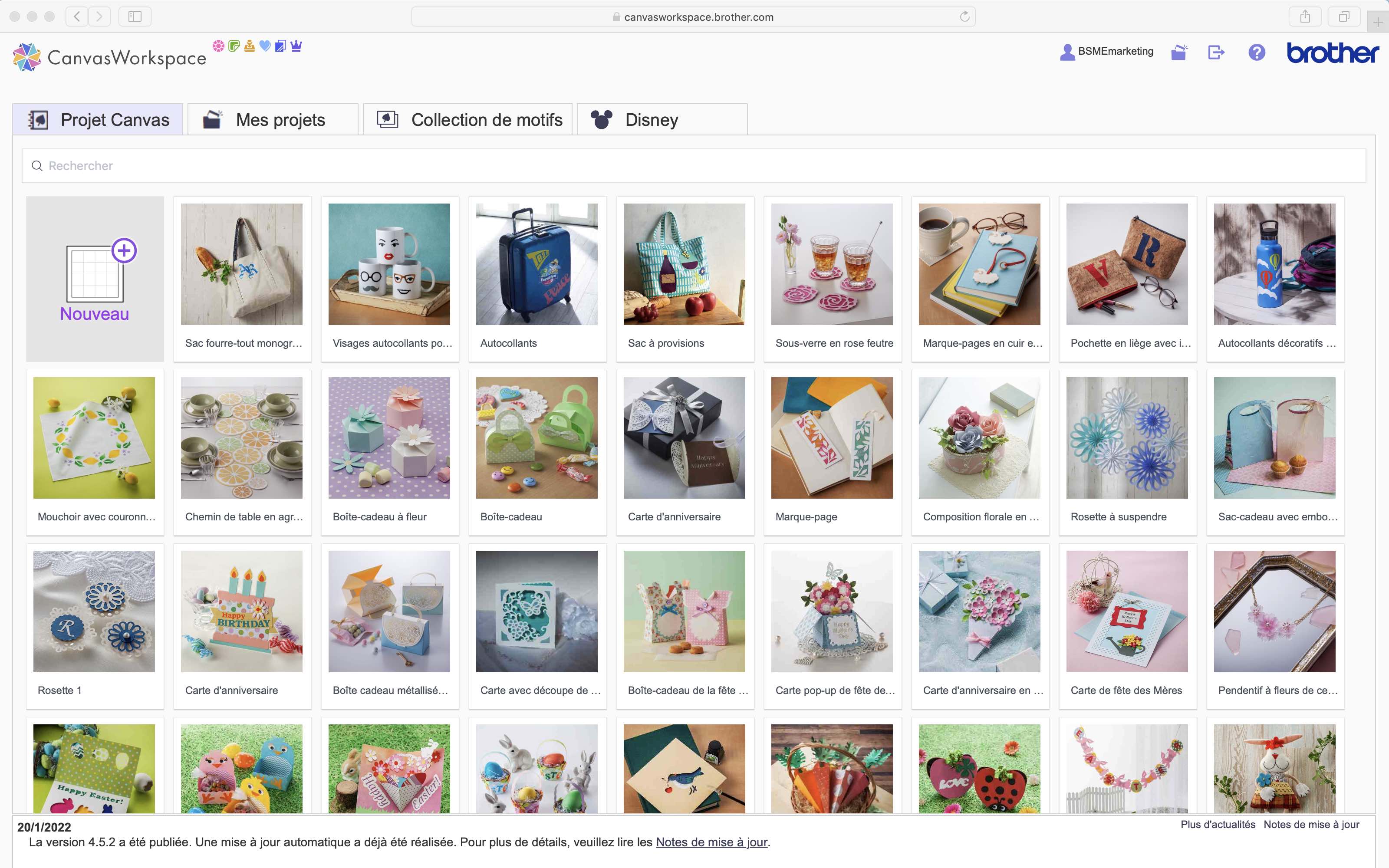 Version en ligne de l'espace de Canvas Workspace