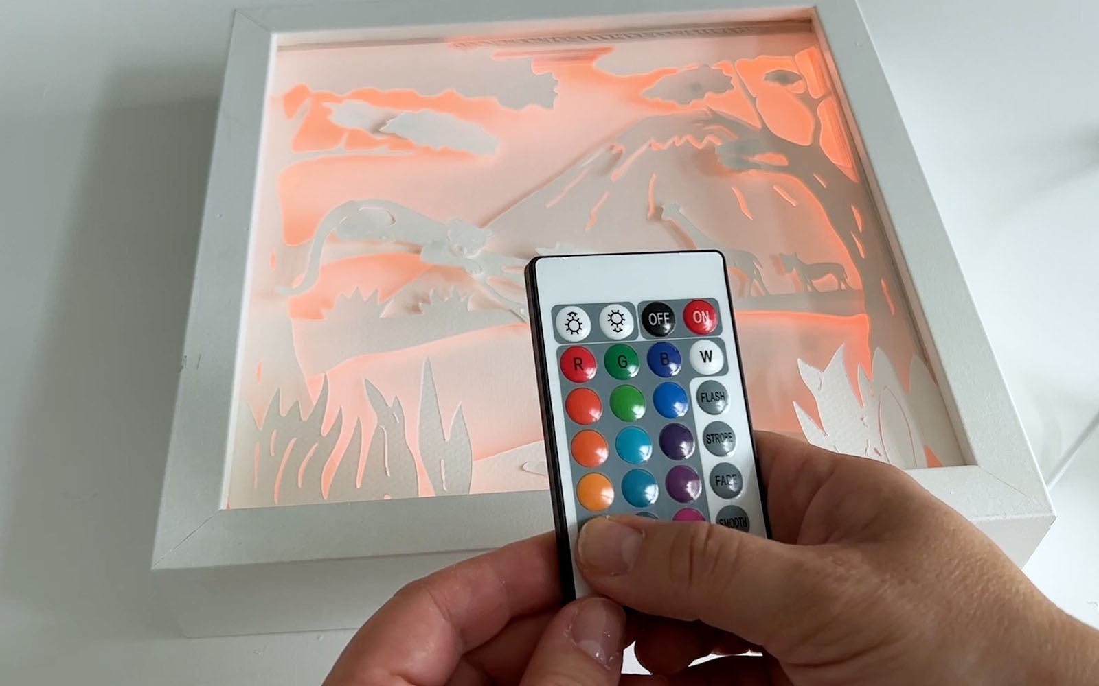 Colour of lightbox being selected on LED controller
