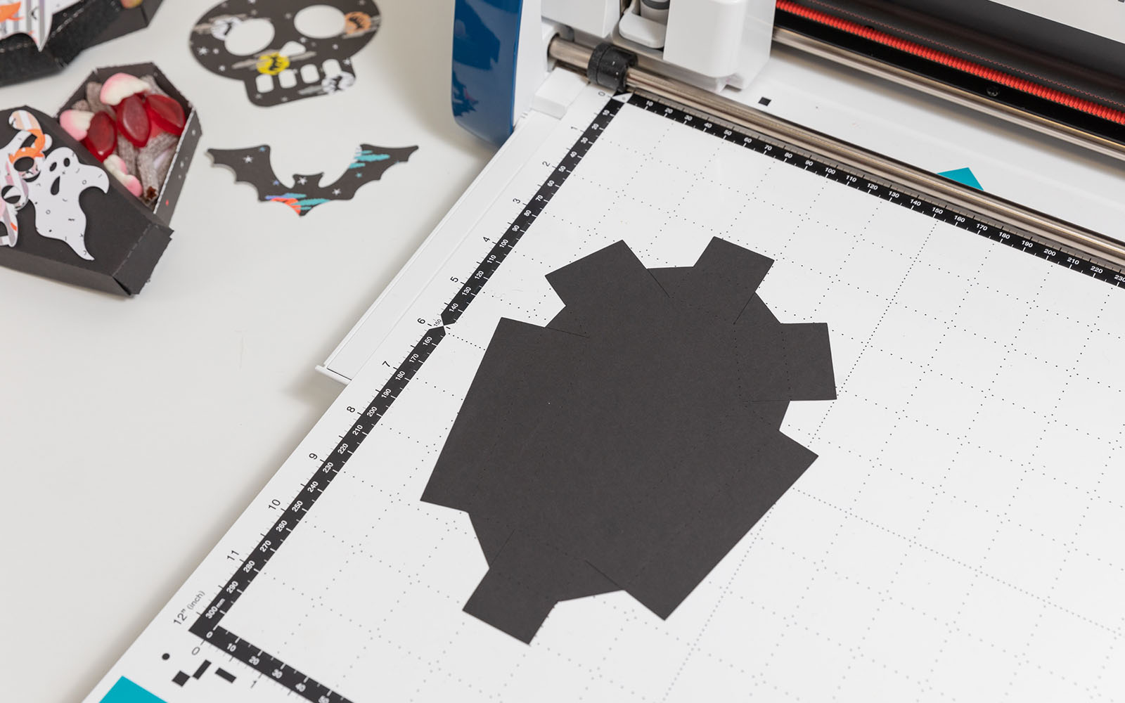 black card coffin cut out on ScanNCut machine