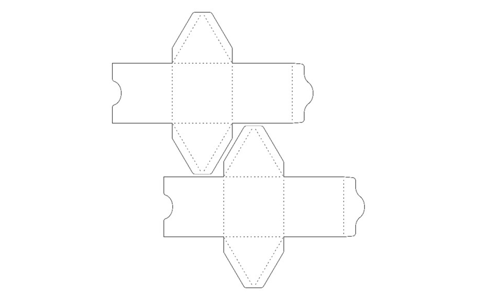 Lignes de découpe ScanNCoupe pour le coffret cadeau hexagonal à enrouler
