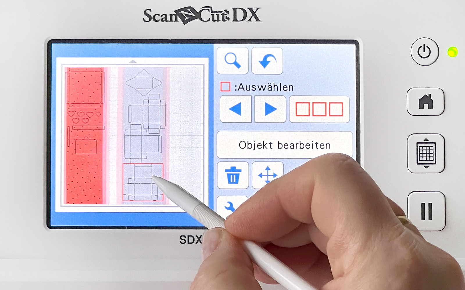 Screen with red and grey