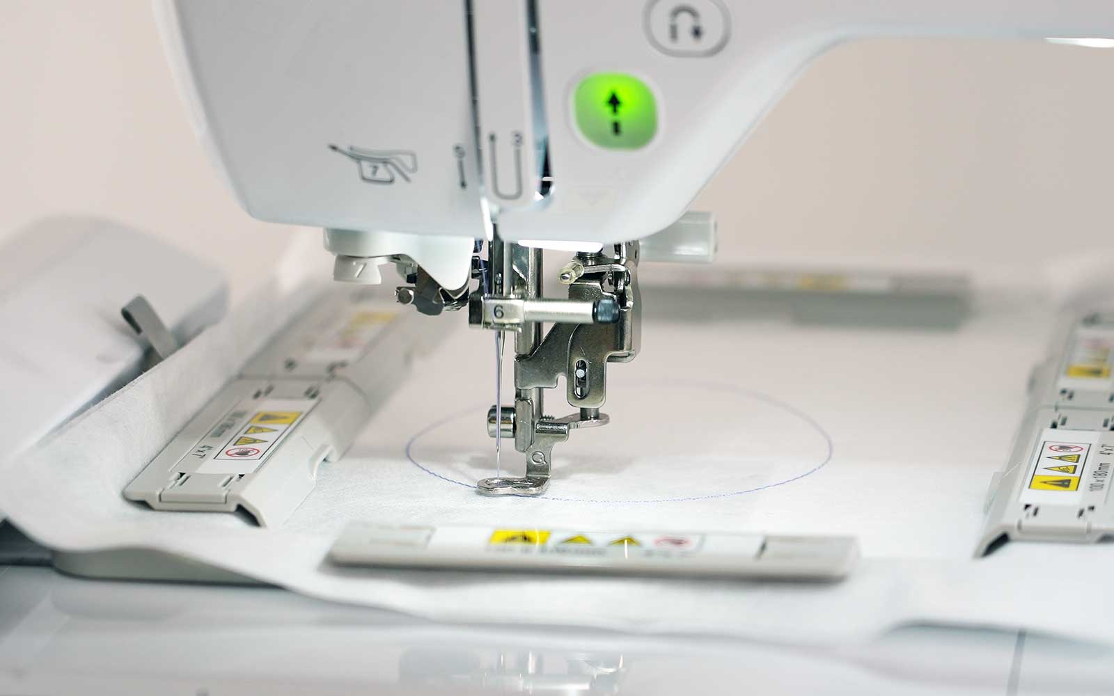 Magnetic embroidery frame in Brother embroidery machine