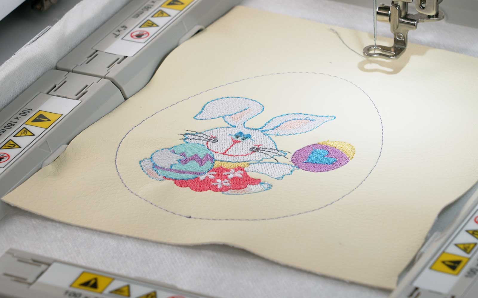 Easter bunny embroidery in Brother magnetic embroidery frame
