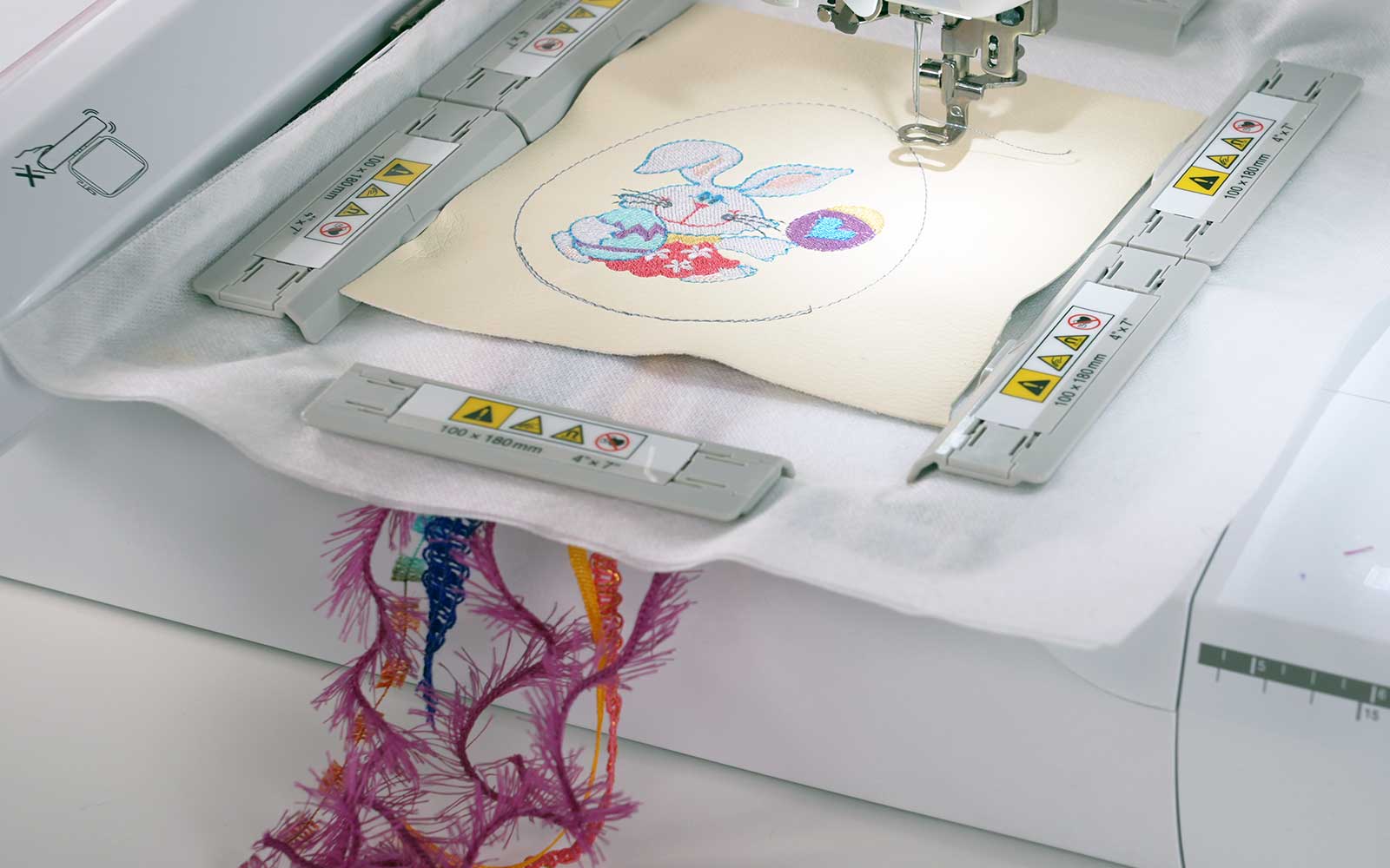 Easter egg bag tag in Brother magnetic embroidery frame