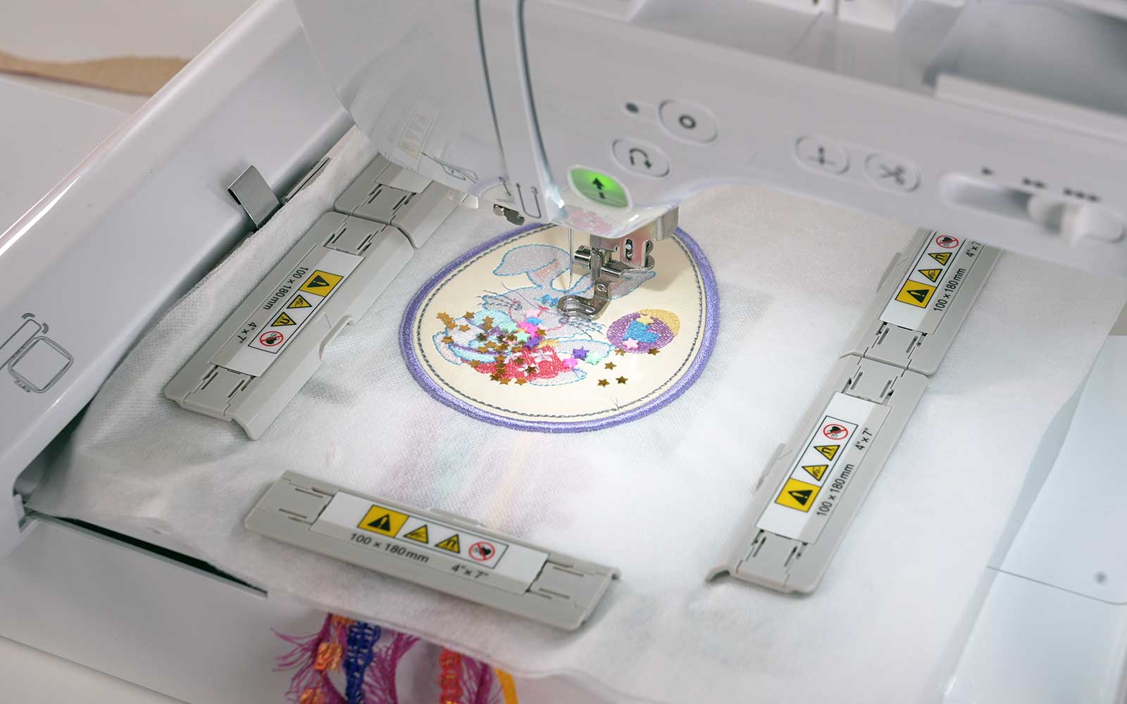 Brother embroidery machine sewing Easter bag tag satin stitch border