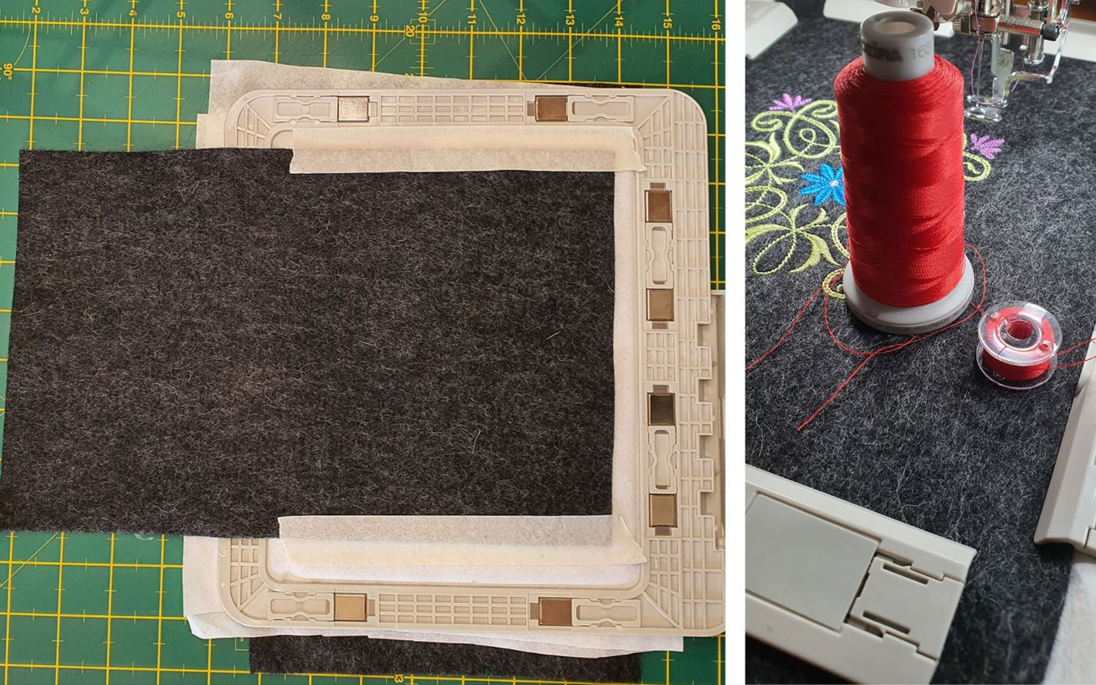 Coasters made in the hoop on Brother embroidery machine