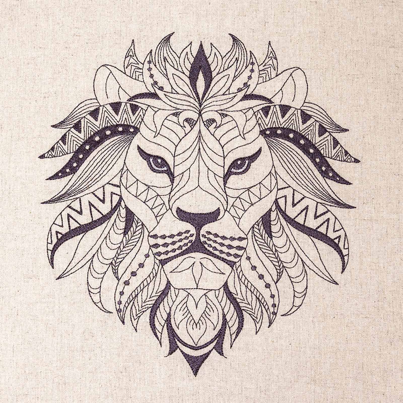 zentangle löwengesicht stickmuster auf beige