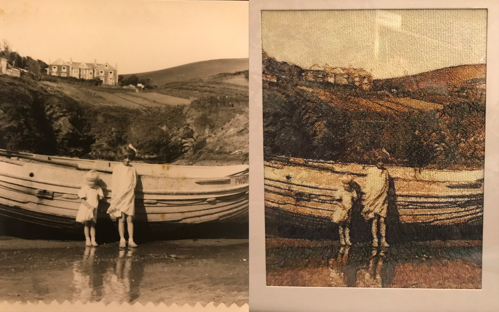 Confronto tra la foto in vinatgevintage e la foto cucitaricamata creata con Brother PE-Design Photo Stitch