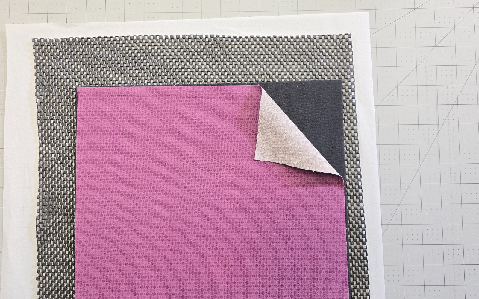 Non-slip and flannel fabric on white tissue paper