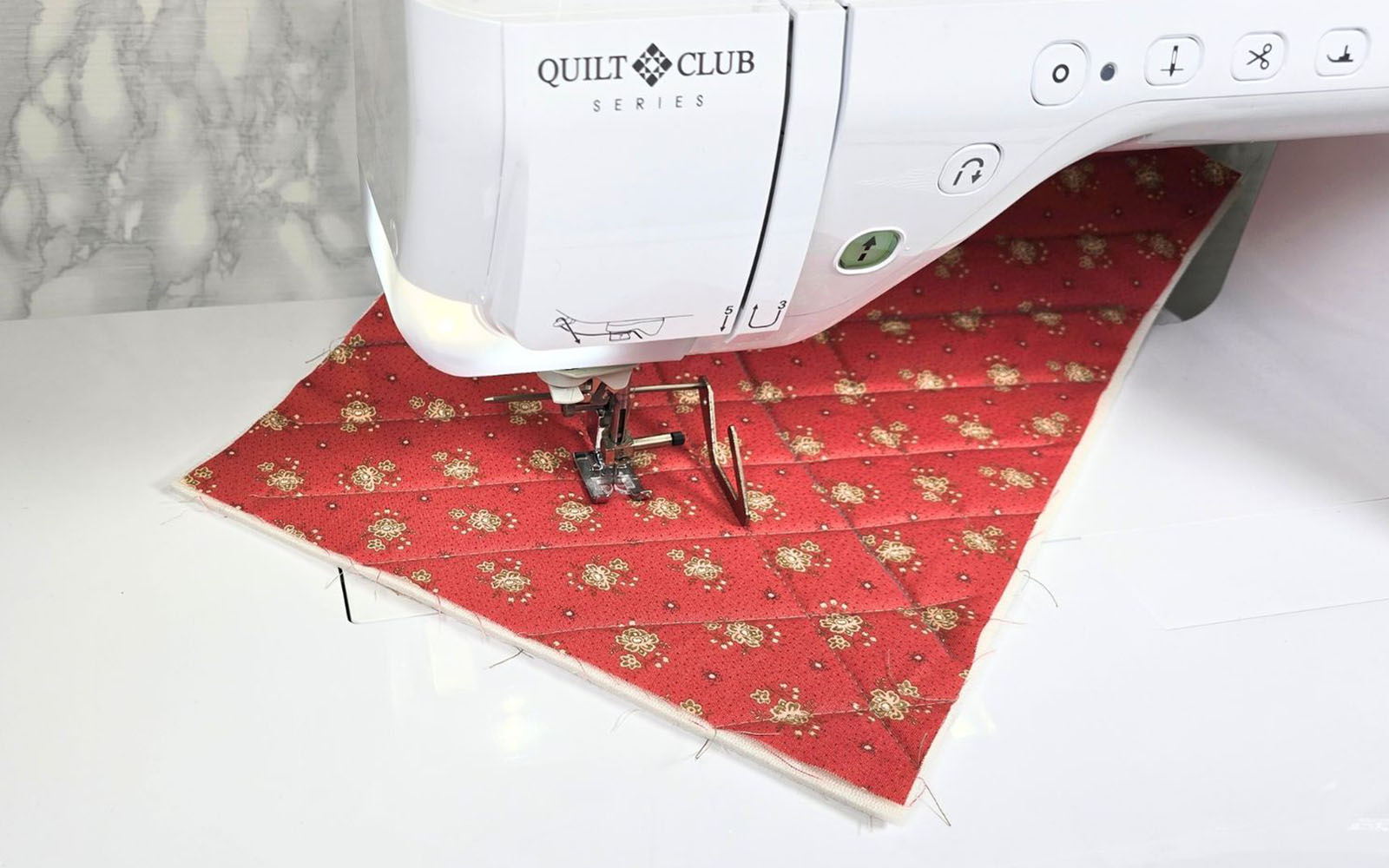 Diamond quilt pattern sewn on Brother sewing machine
