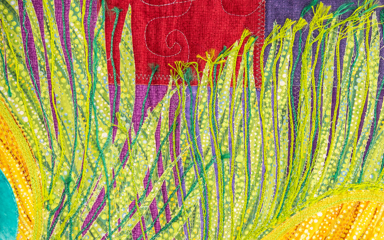 peacock quilt close up