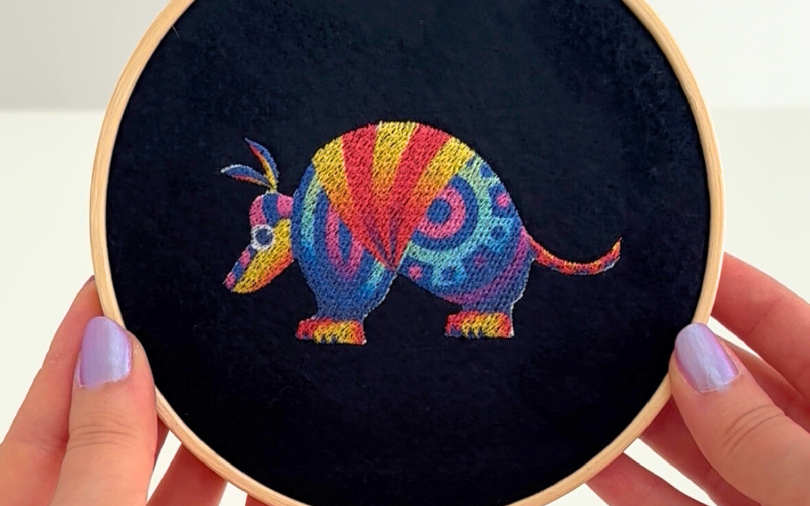 Colourful armadillo sublimation embroidery decoration