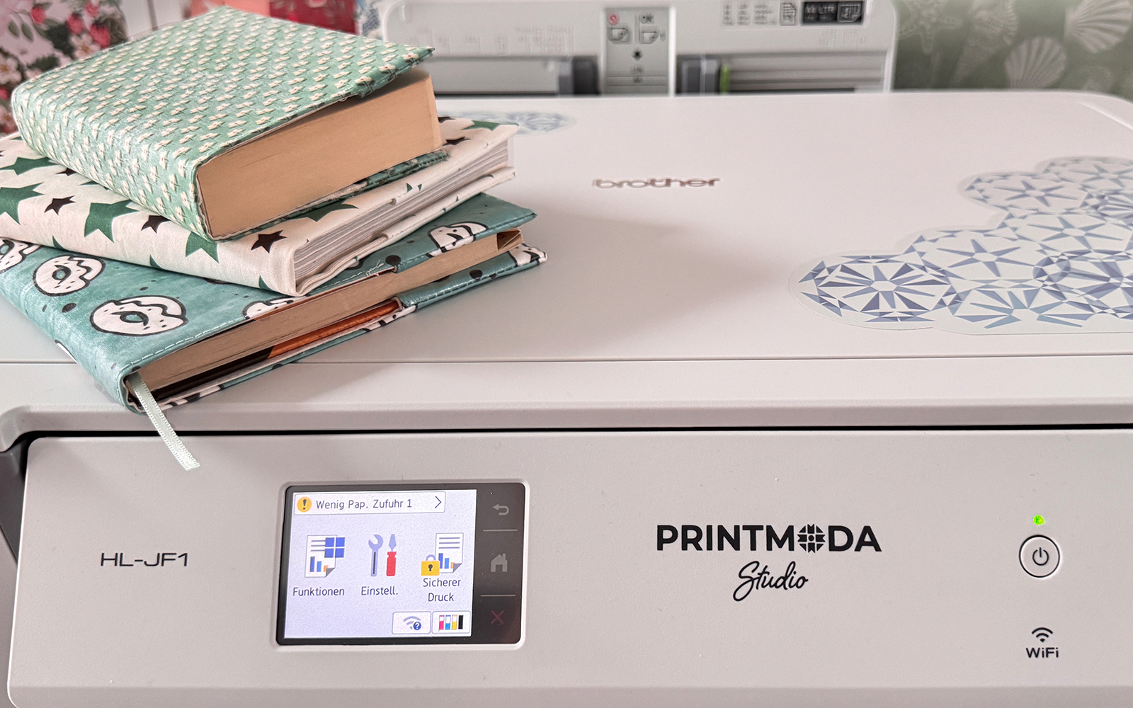 Fabric covered books on Brother PrintModa Studio fabric printer