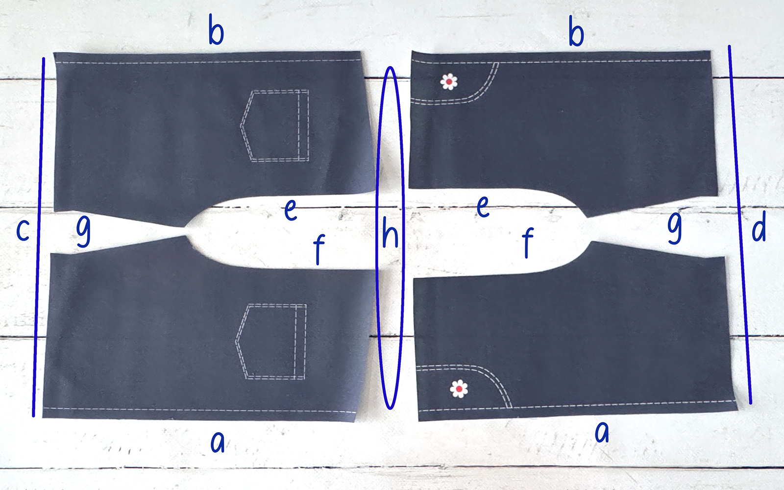 Construction diagram for doll’s pants.