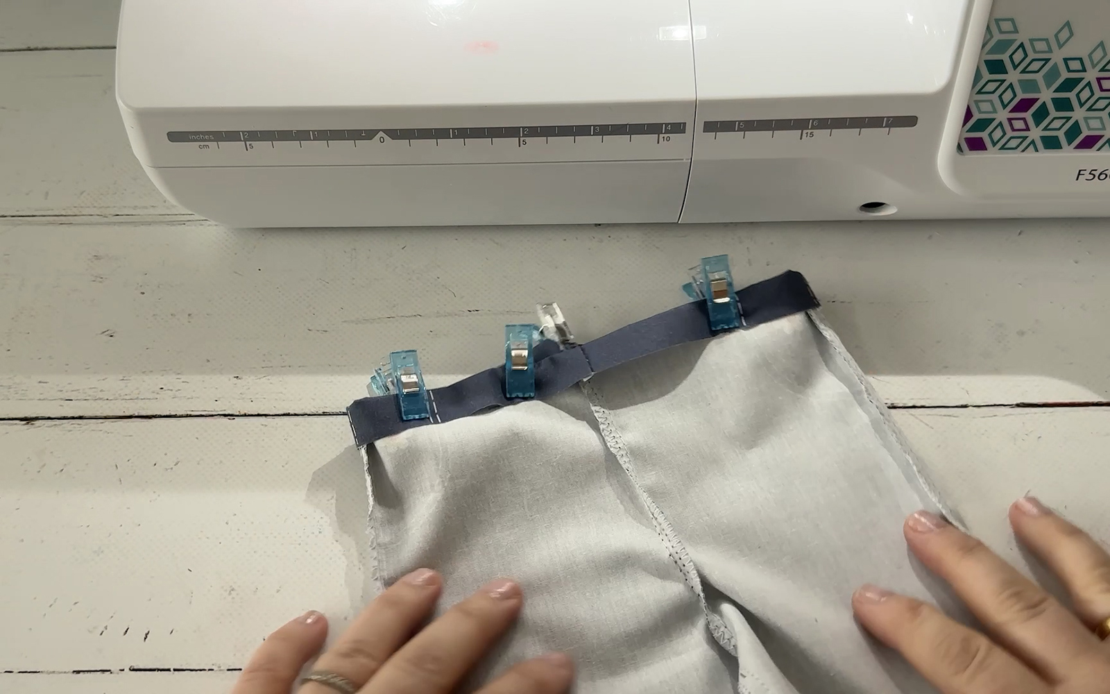 Channel for elastic on doll’s pants sewn on Brother sewing machine