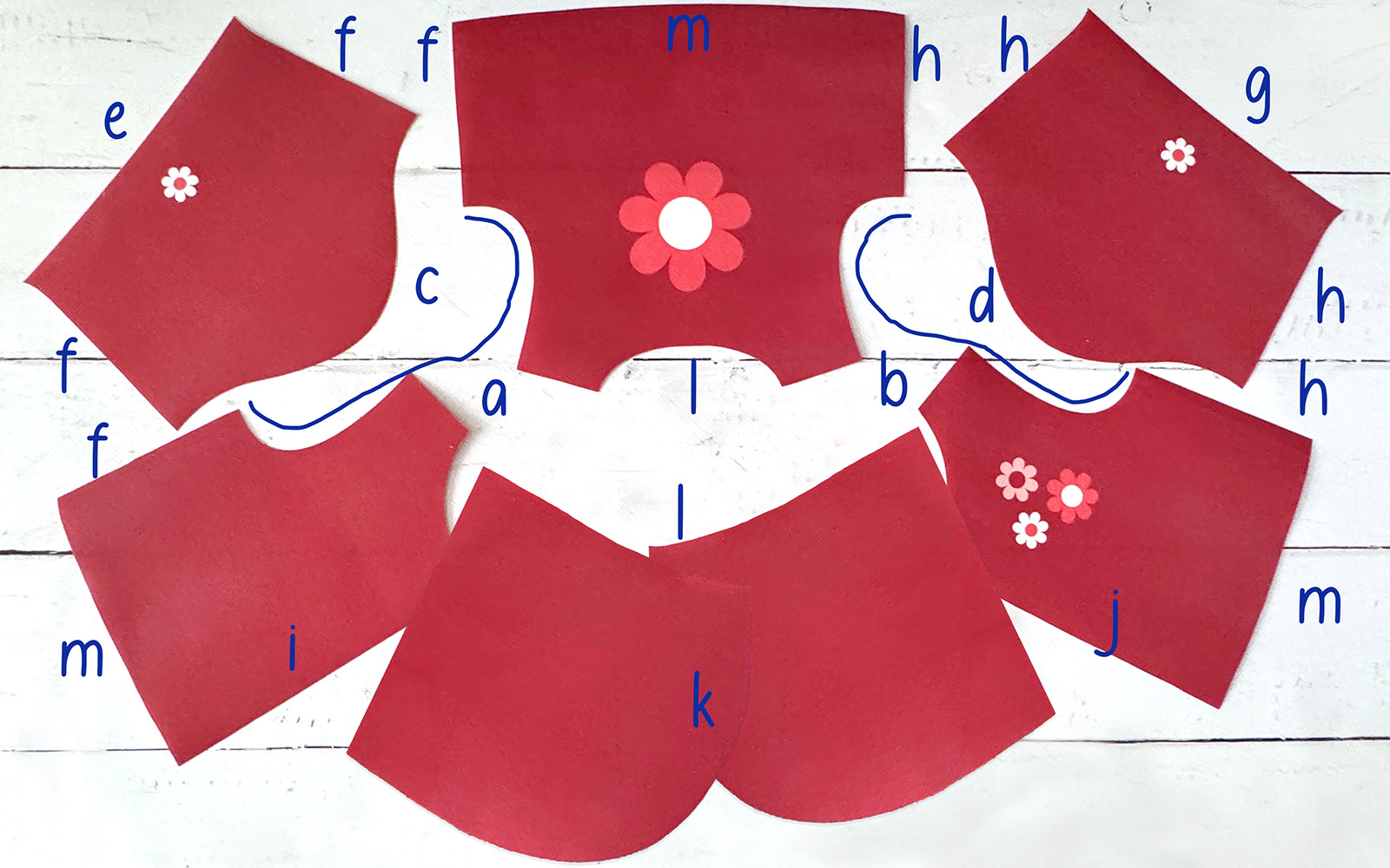 sewing placement diagram for doll’s hooded jacket