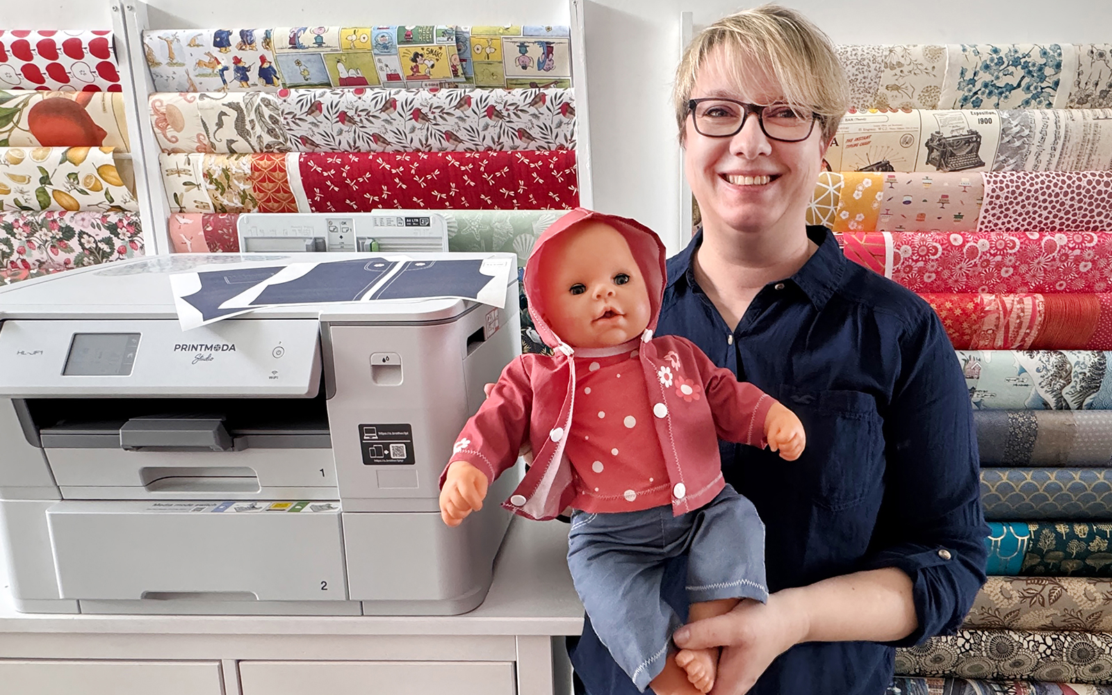 missredfox with Brother PrintModa fabric printer and her daughter’s doll