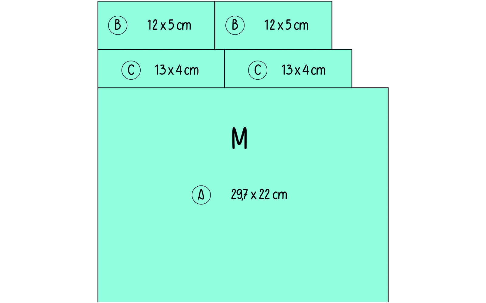 Diagram for cutting fabric to make a medium pencil case