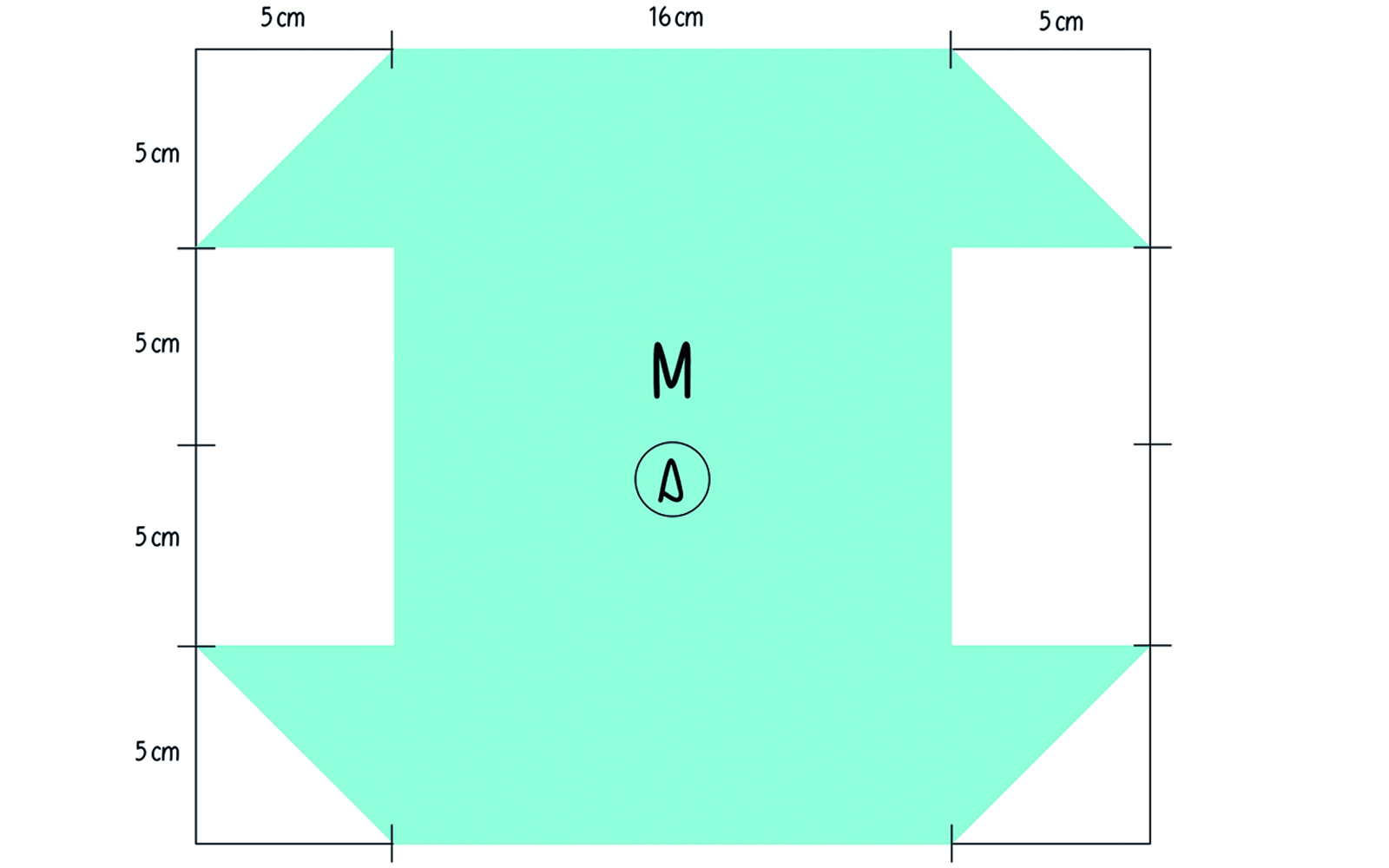 Diagram for cutting fabric to make a medium pencil case