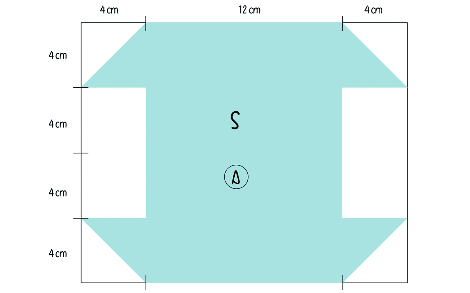 Diagram for cutting fabric to make a small pencil case