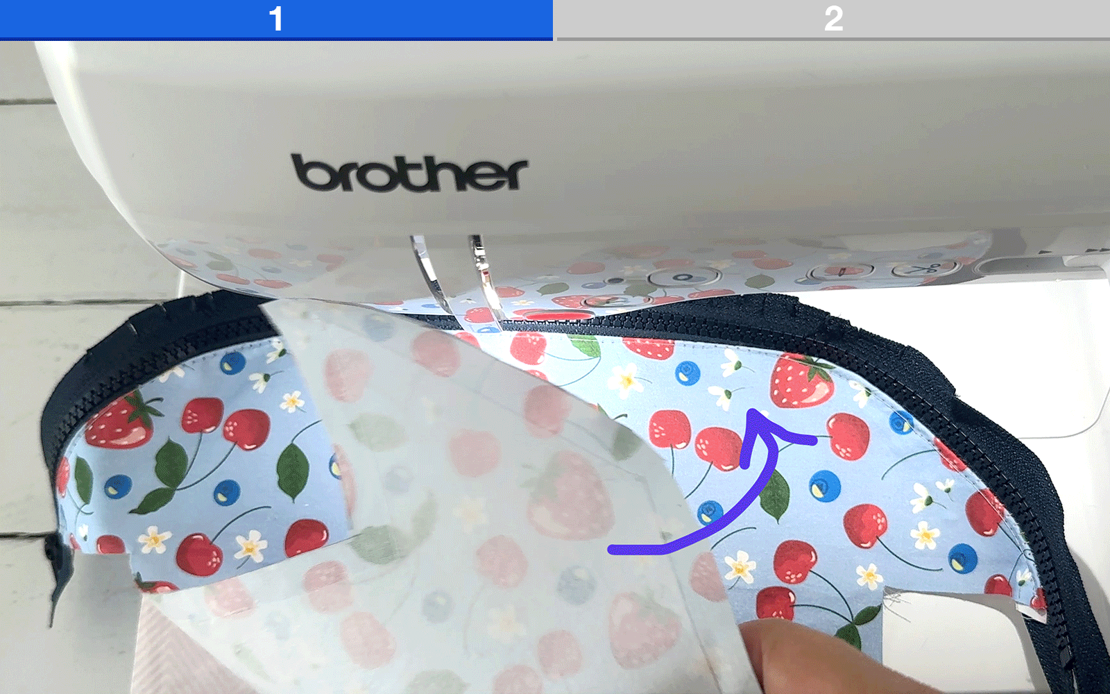 Using Brother sewing machine to sew zipper into fabric