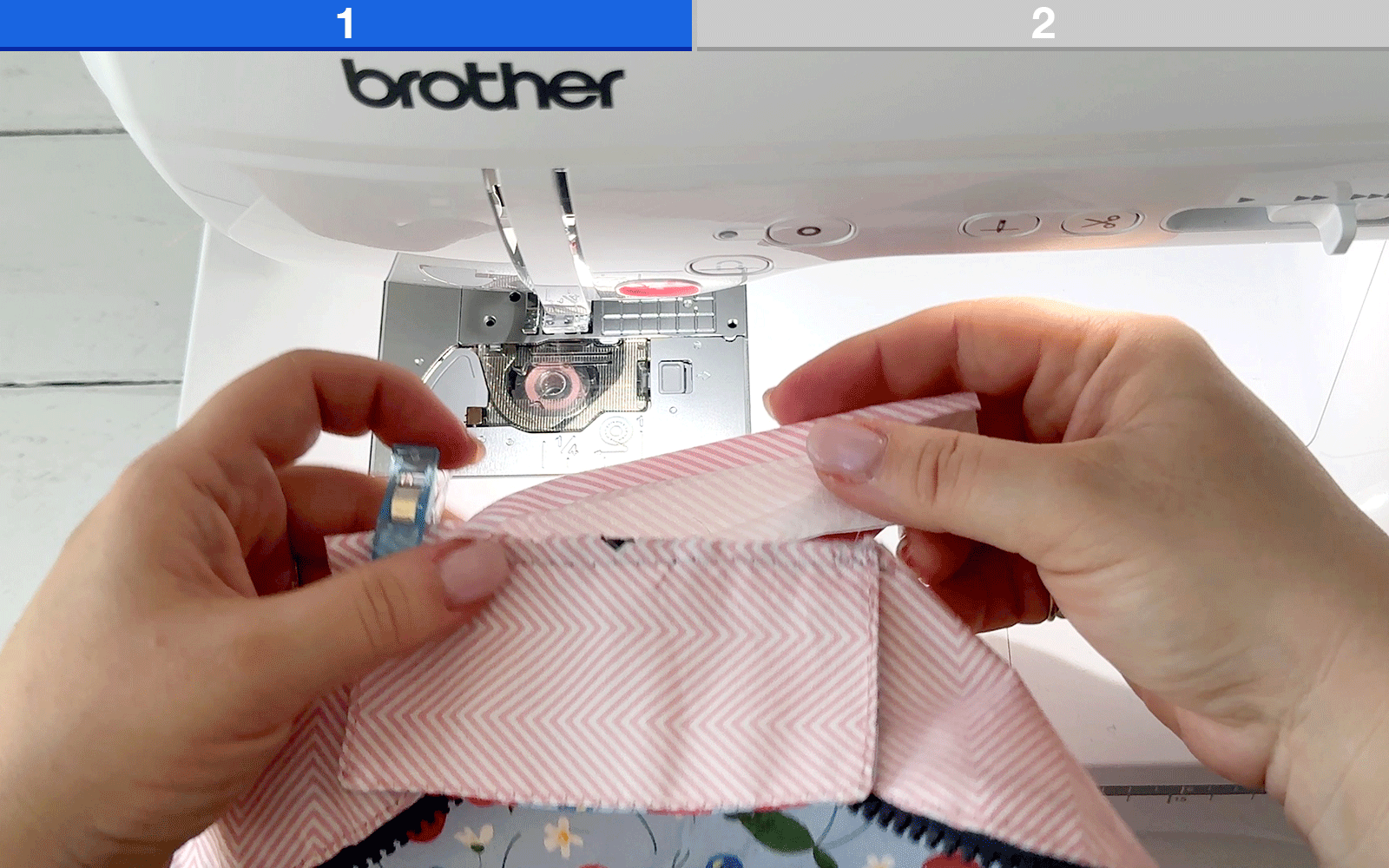 binding the seam with Brother sewing machine.