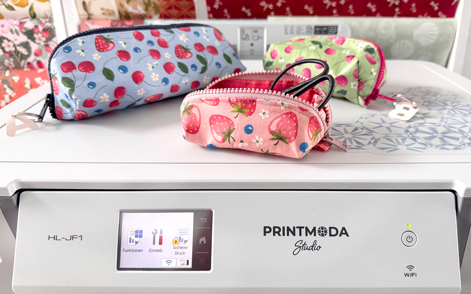 Pencil cases on Brother PrintModa Studio fabric printer