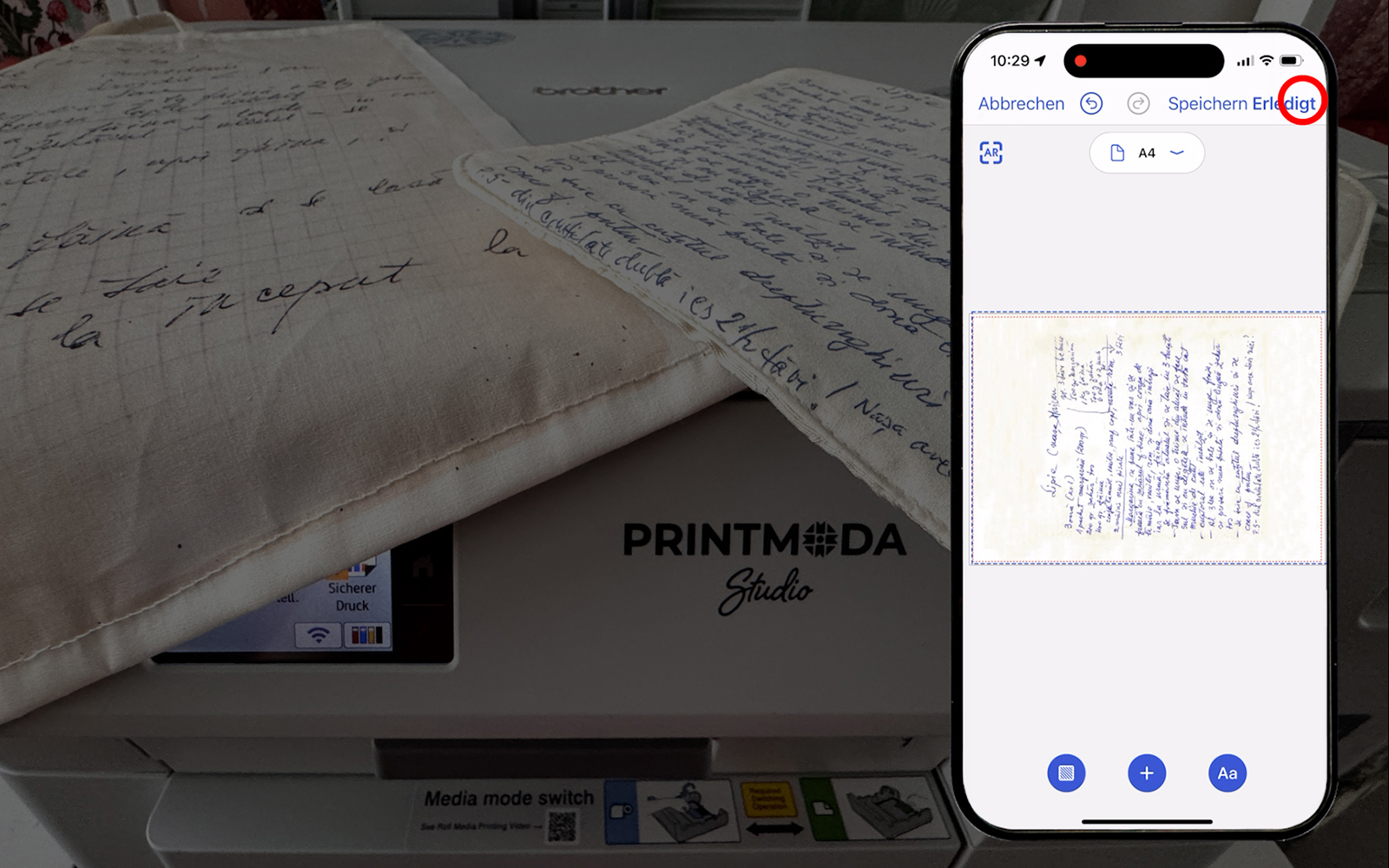 Artspira Design-Bildschirm vor dem Brother PrintModa Studio 