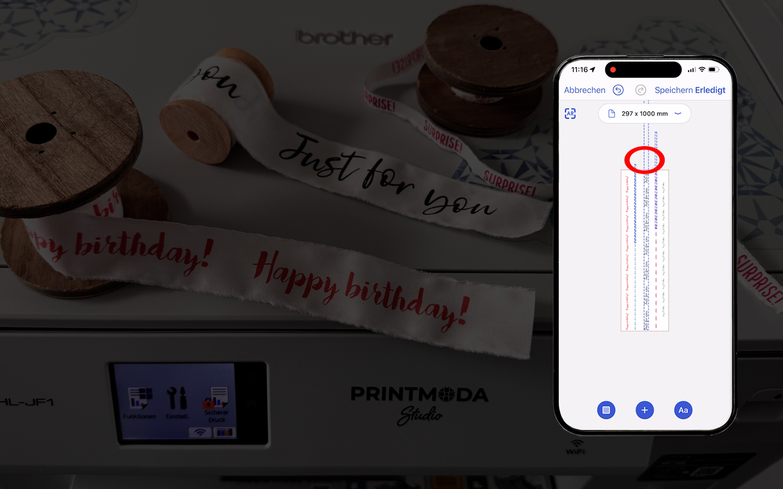 Shortening lines of text on Brother Artspira screen