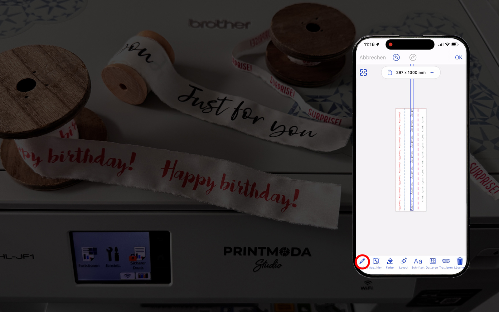 Shortening lines of text on Brother Artspira screen